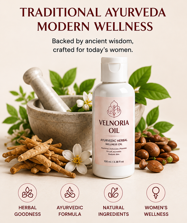 Velnoria Ayurveda Herbal Breast Firming, Contour Enhancing & Daily Wellness Massage Oil – 30ml